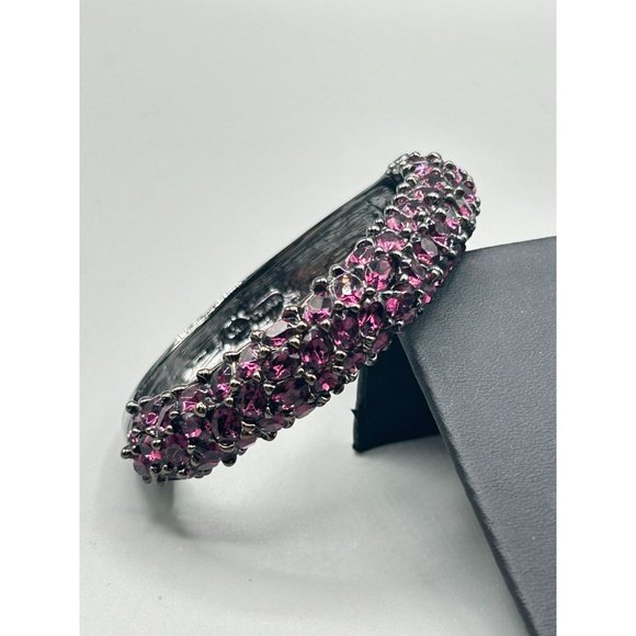 KJL Bangle Bracelet Hot Pink Fuchsia Crystals Clamper Bracelet Kenneth Jay Lane - Picture 3 of 9
